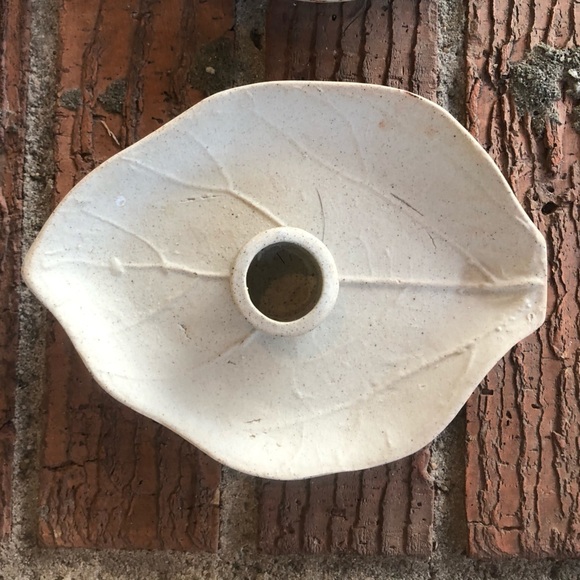 Set of 3 Vance Kitira Pottery Leaf Shaped Unglazed Candle Stick Holders - Picture 3 of 8